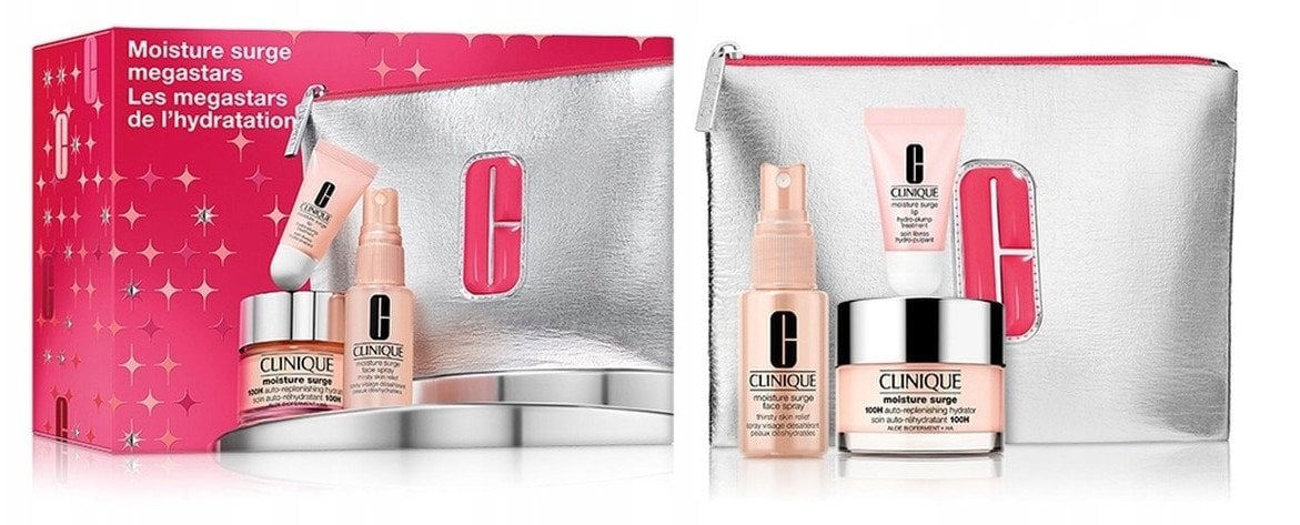 CLINIQUE_SET Moisture Surge Megastars 100-Hour Auto-Replenishing Hydrator krem do twarzy 50ml + Face Spray magiełka do twarzy 30ml + Lip Hydro-Plump T