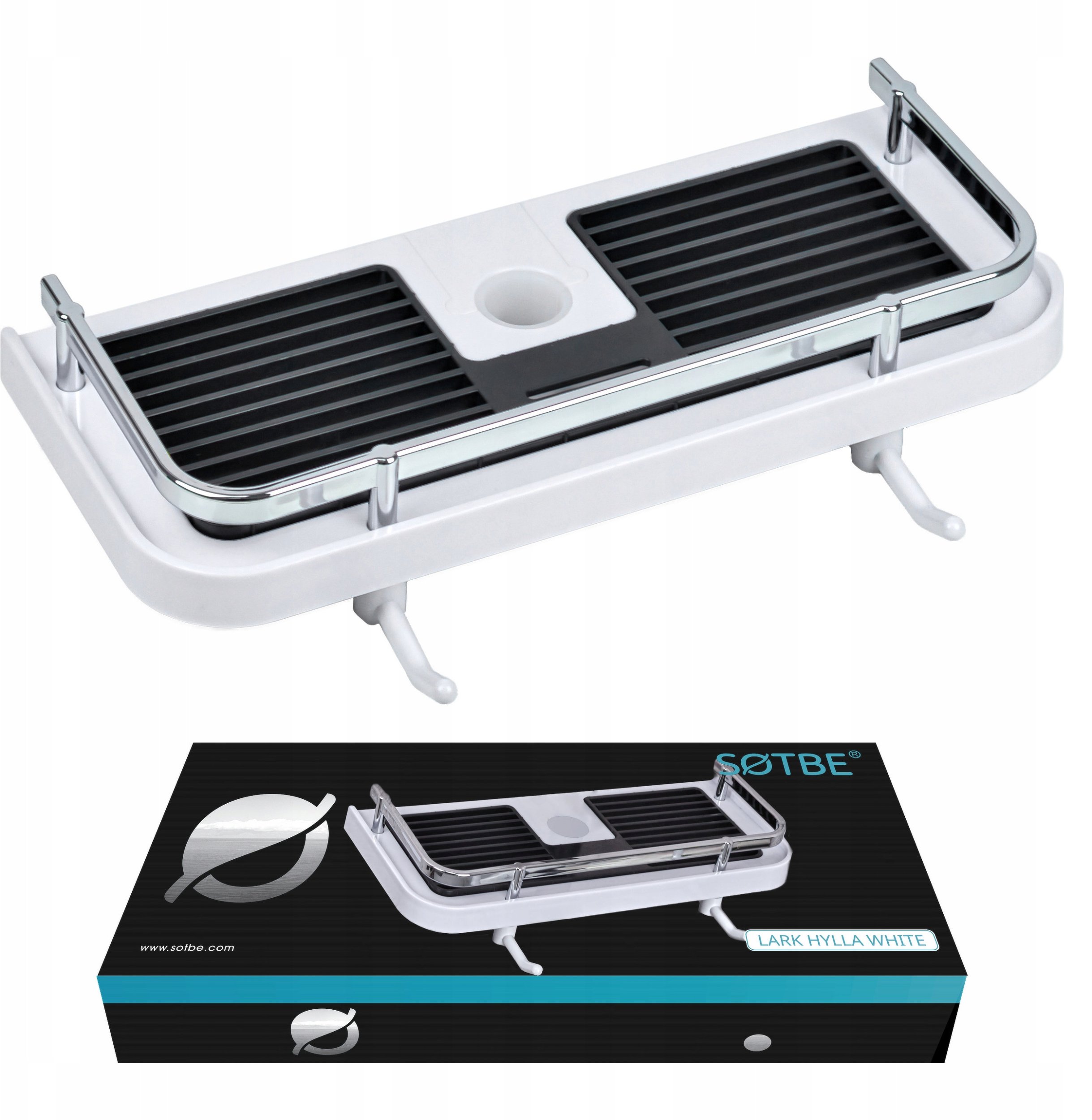 Półka na kosmetyki do kabiny prysznicowej regulowana montaż bez wiercenia