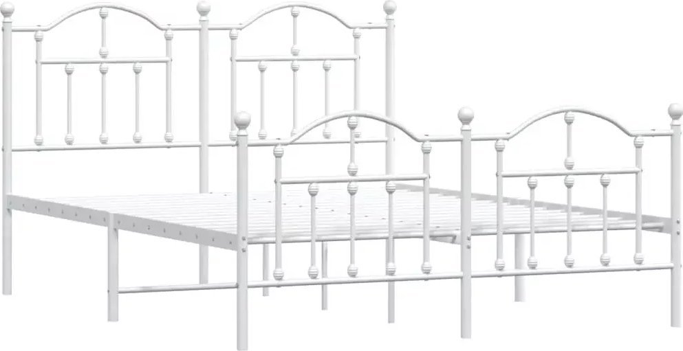 Elior Białe metalowe łóżko małżeńskie 140x200 cm - Wroxo
