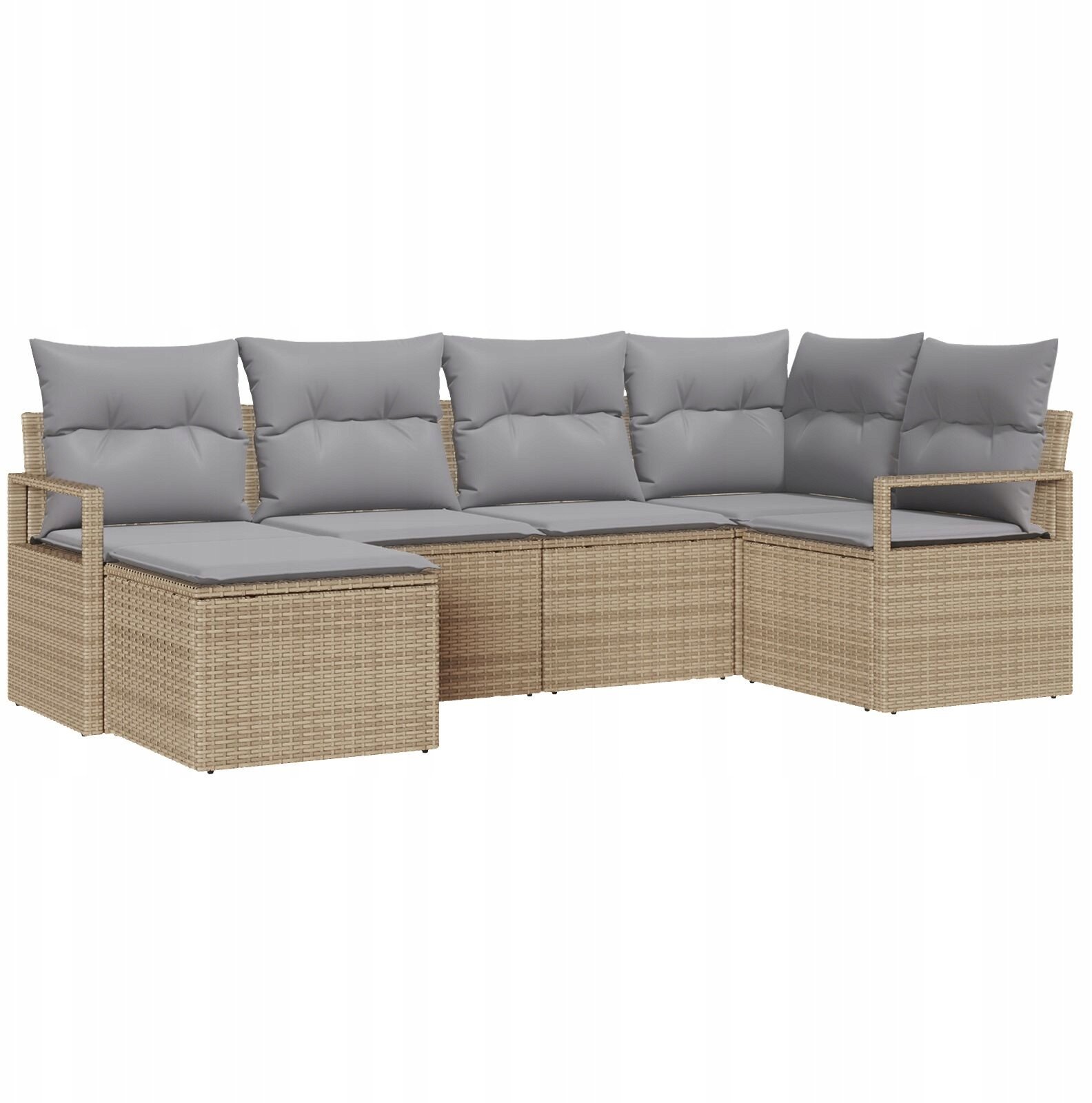 vidaXL 6-częściowy zestaw sof ogrodowych z poduszkami beżowy poly rattan, vidaXL 2-osobowa sofa ogrodowa z poduszkami beżowy poly rattan