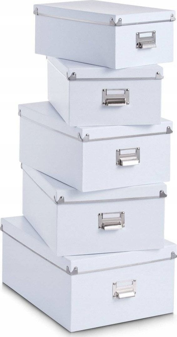 Zeller Pudełka do przechowywania, 5 sztuk w komplecie, kolor biały, ZELLER