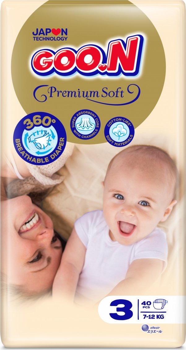 GOO.N GOO.N Premium Soft Diaper Tape _Size 3, 40 pcs., 7-12 kg
