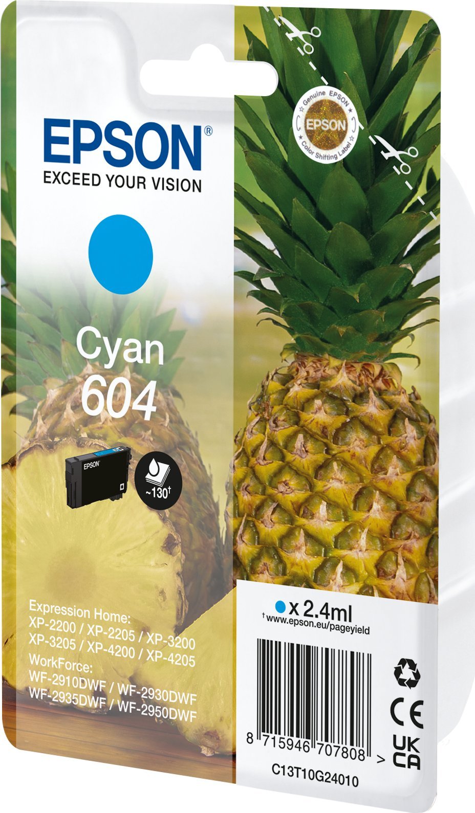 Tusz Epson 604 - 2.4 ml - Cyan - original - Blister mit RF- / akustischem Alarmsignal - Tintenpatrone - fur Expression Home XP-2200, 2205, 3200, 3205,