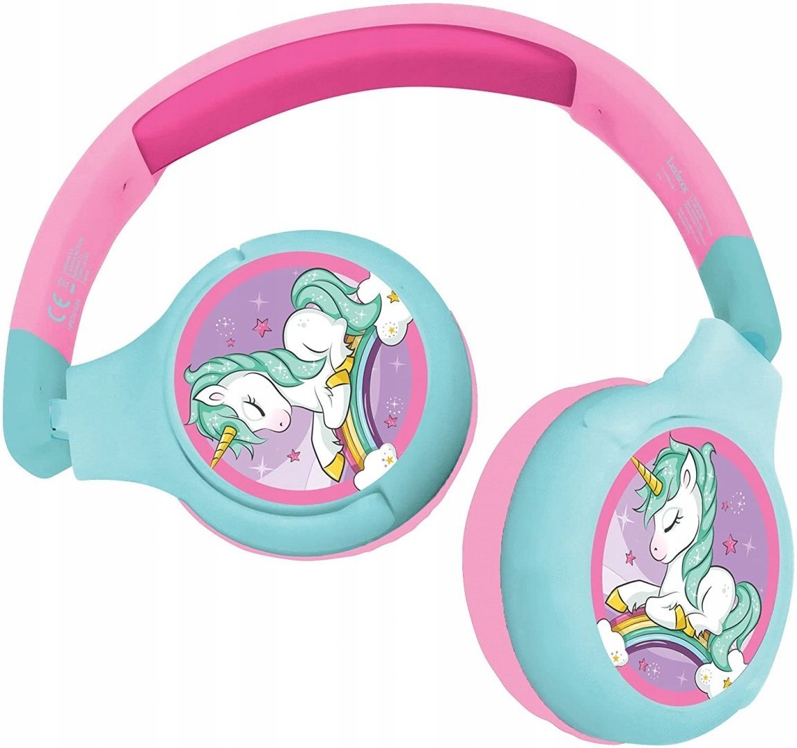 Unicorn 2 in 1 Bluetooth® and Wired comfort foldable Headphones with kids safe volume