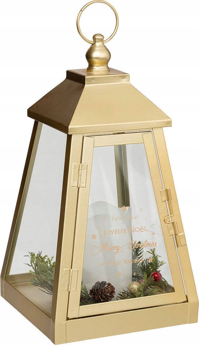 Atmosphera Metalowy lampion ze świeczką LED, 32 x 17 cm