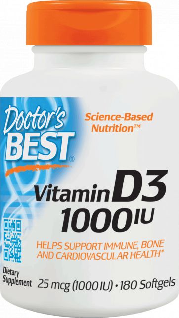 DOCTORS BEST Doctor's Best - Witamina D-3, 1000 IU, 180 kapsułek miękkich