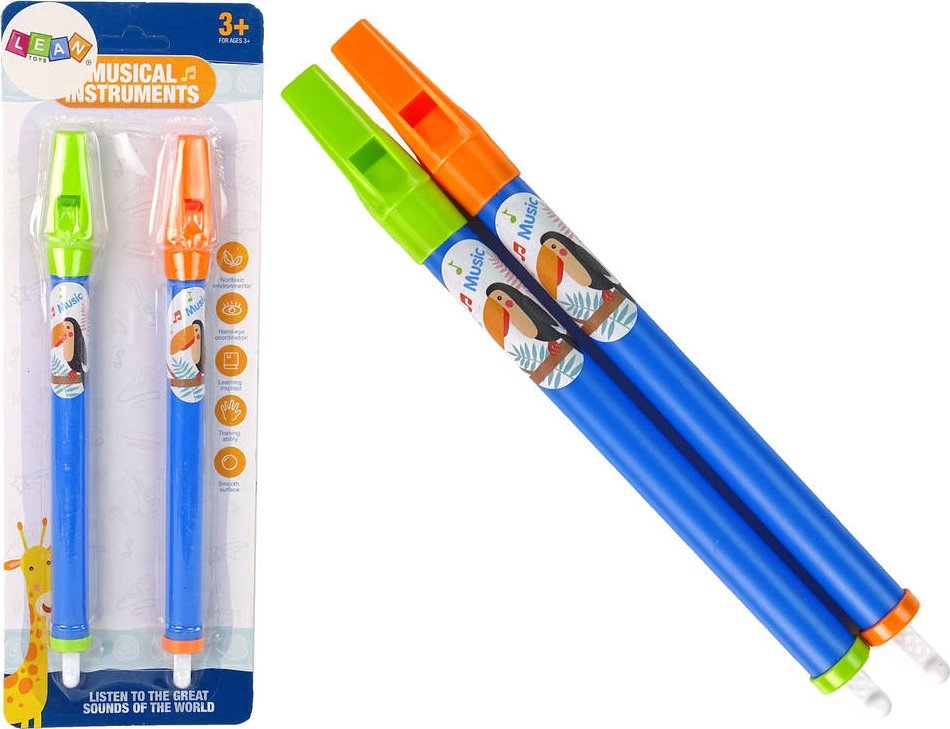 LeanToys Zestaw Dwóch Fletów Dla Dzieci Niebieski Zwierzątka