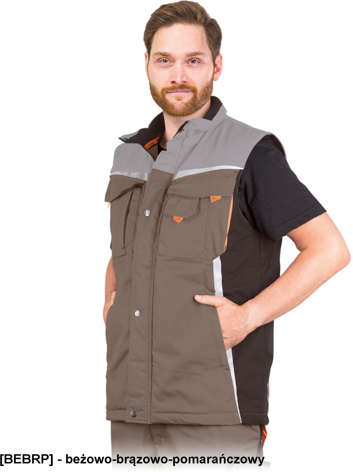 LH-NAW-V - Bezrękawnik ochronny ocieplany NEW AGE wykonany z materiału typu canvas - beżowo-brązowo-pomarańczowy M