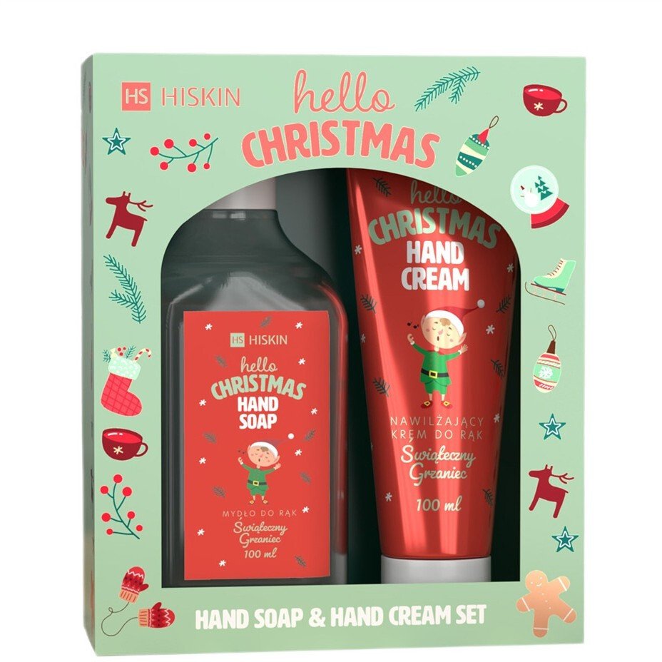 HiSkin Hello Christmas Świąteczny Grzaniec zestaw krem do rąk 60ml + mydło do rąk 200ml