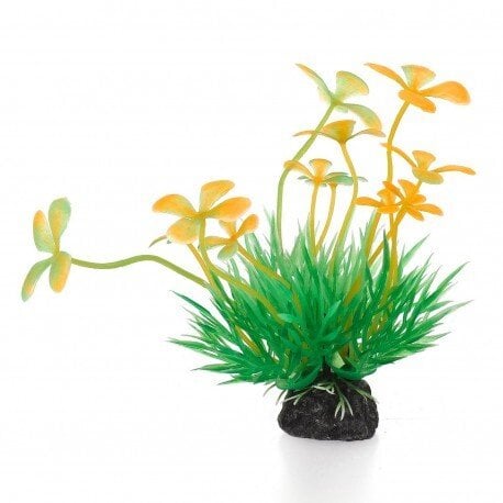 Aqua Natura, roślina, do dekoracji akwarium, zielono-pomarańczowa, plastikowa, 10 cm , spirulina z kwiatami w kształcie koniczyny