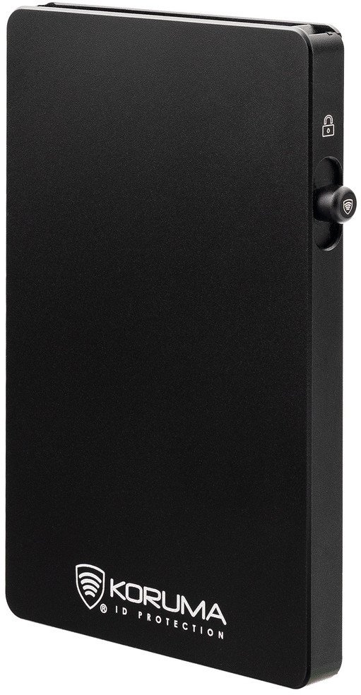 Aluminiowe etui z wysuwanymi kartami i ochroną kart zbliżeniowych (czarny) Uniwersalny