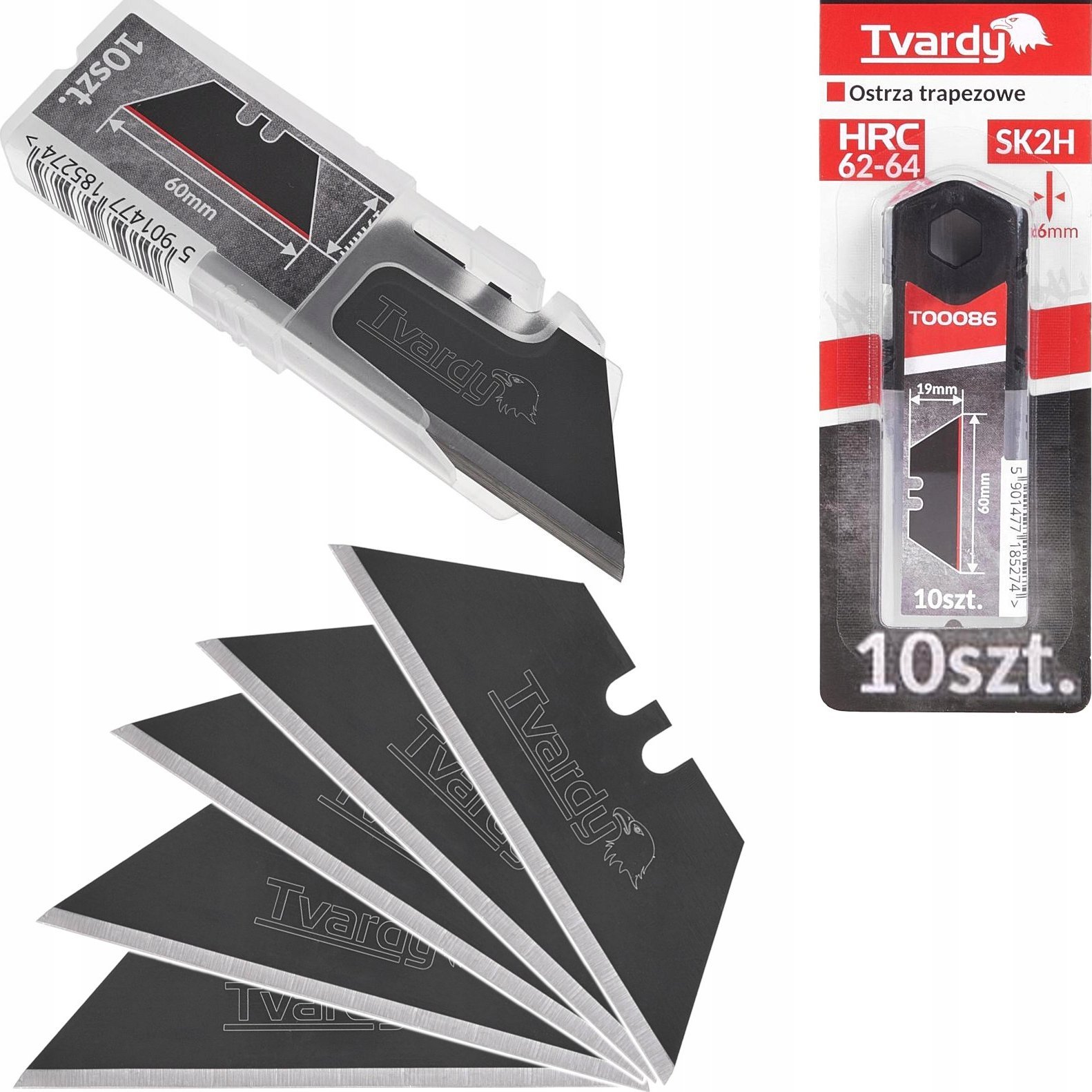 Tvardy Ostrza trapezowe do nożyków 60x19x0.6mm SK2H 10szt.(10/240)