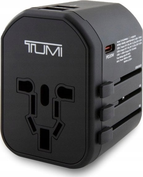 TUMI TUTA20WMSLK travel adapter 20W USB-C / 2xUSB-A black