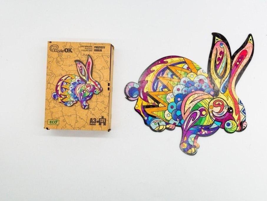 PuzzleOK Puzzle drewniane eko 121 Puszysty królik A3