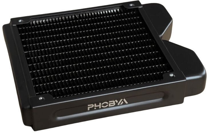 Phobya R27-S120 Radiator, 120 mm Radiator, 18 FPI, Kupferlamellen, 2x G1/4-Zoll-Anschlüsse - schwarz