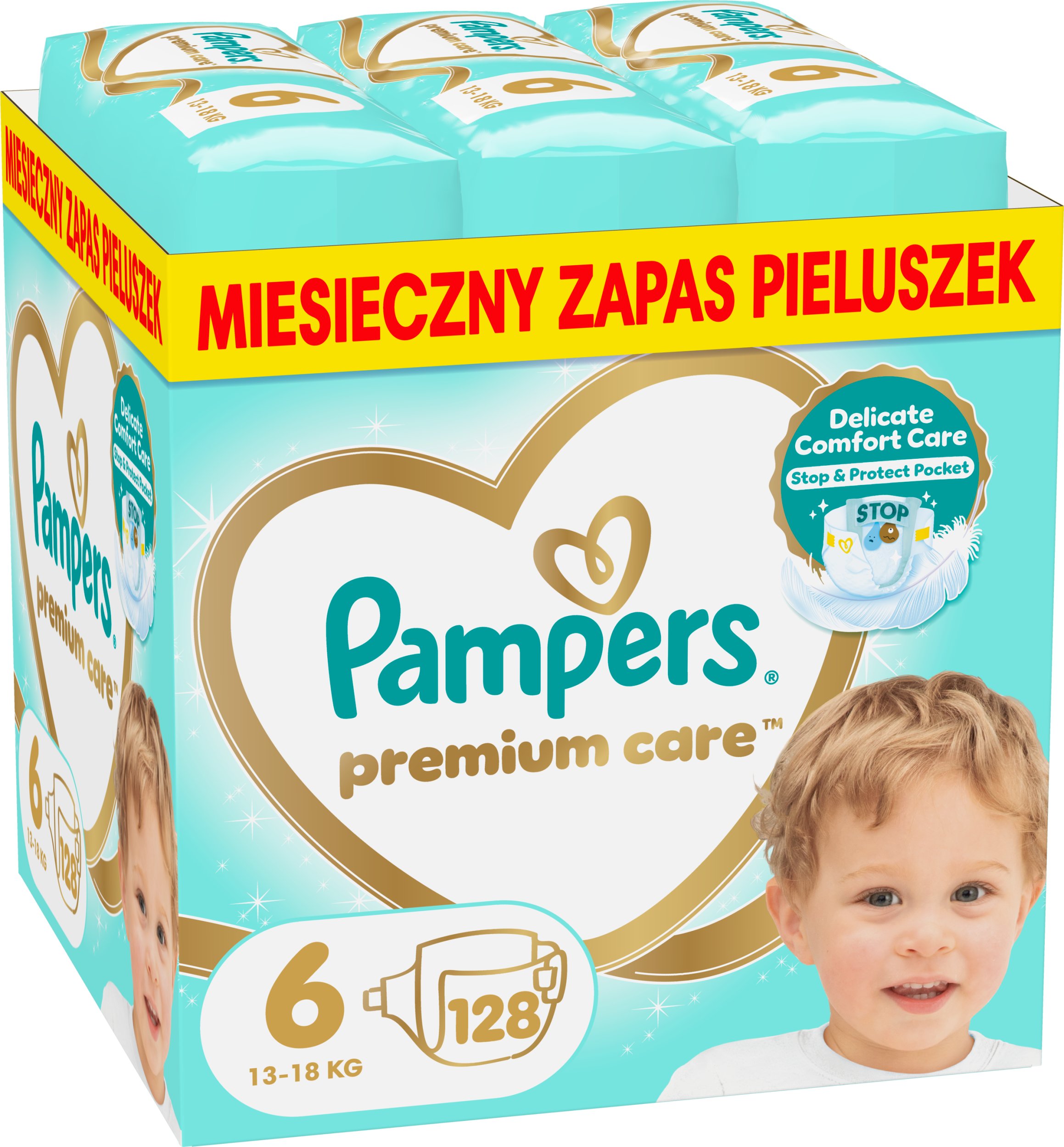 Pampers Pieluchy Premium Care 6, 13-18 kg, 128 szt.