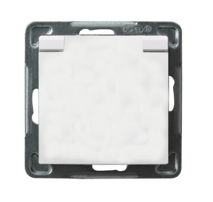 Ospel Gniazdo pojedyncze IMPRESJA B/U 16A IP44 z klapką białe