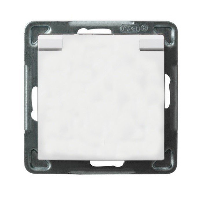 Ospel Gniazdo pojedyncze IMPRESJA B/U 16A IP44 z klapką białe