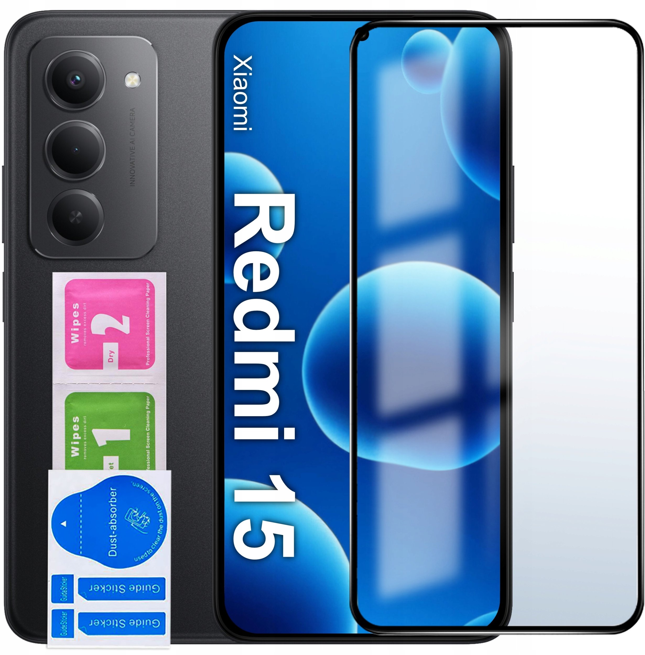 krainaGSM Szkło hartowane do Xiaomi Redmi 15 4G | 5G PEŁNE NA CAŁY EKRAN 5D 9H