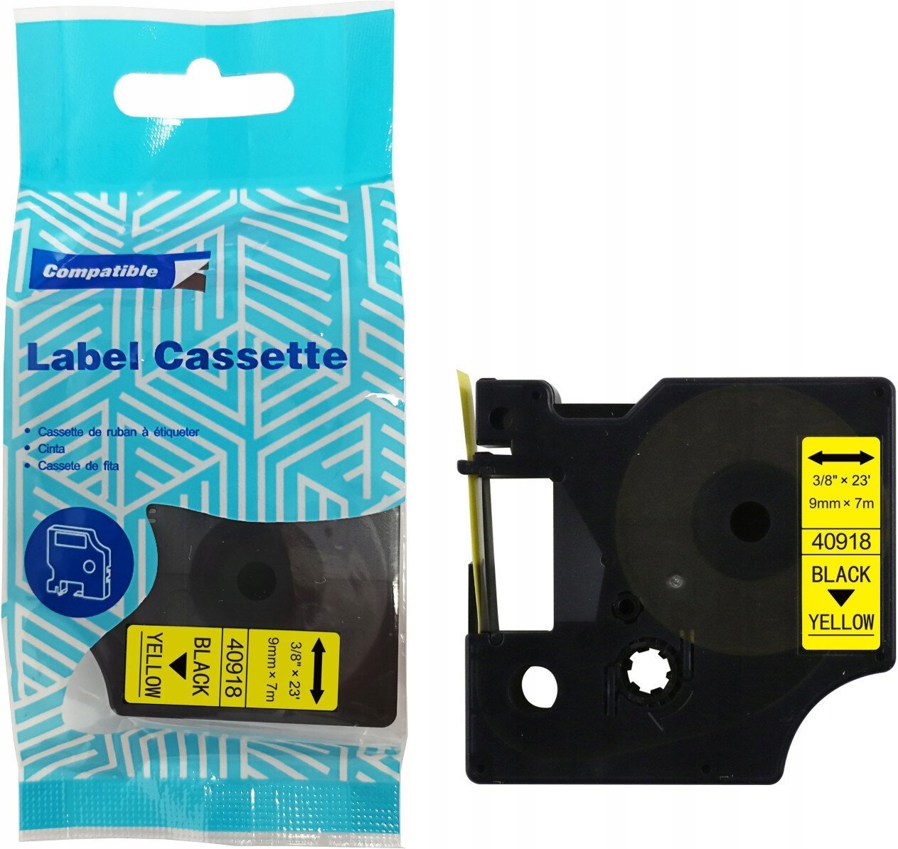 Taśma DYMO D1 40918 9mm x 7m S0720730 czarny na żółtym zamiennik