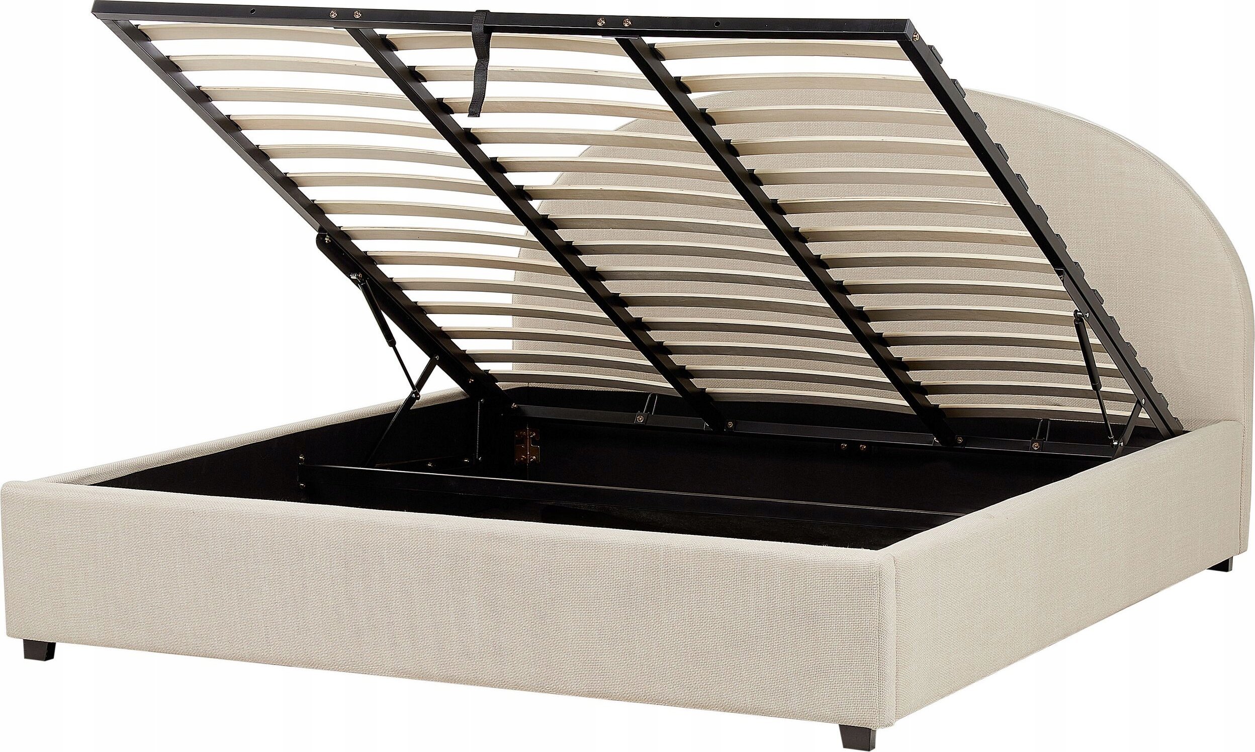 Beliani Łóżko z pojemnikiem tapicerowane 180 x 200 cm beżowe VAUCLUSE