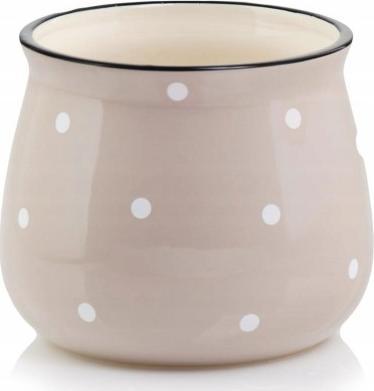 Polnix Doniczka ceramiczna w kropki 10 x 13 cm kremowa