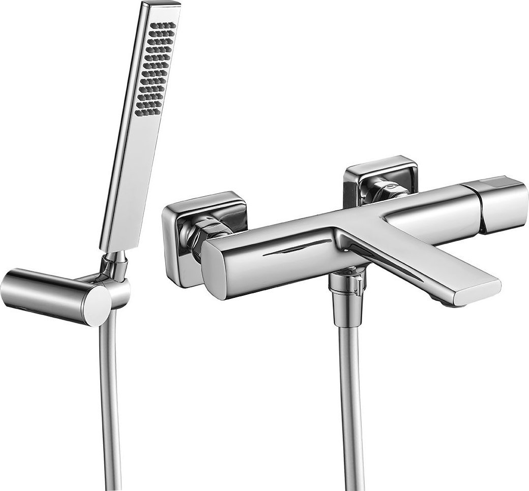 Bateria prysznicowa Laveo LAVEO Tores - bateria wannowa ścienna z zestawem natryskowym