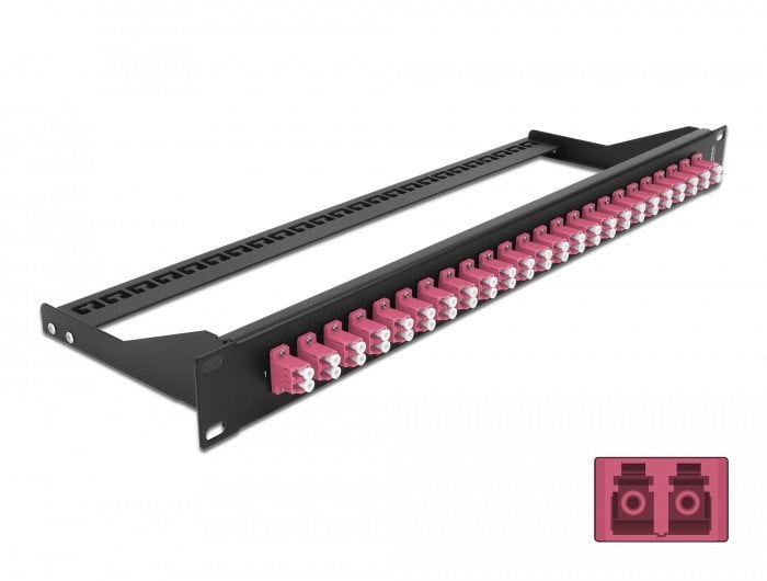 DeLOCK 19? Fibre Patch Panel 24 port LC Duplex violet, Fiber, LC, Black, Violet, Rack mounting, 1U, 482.6 mm