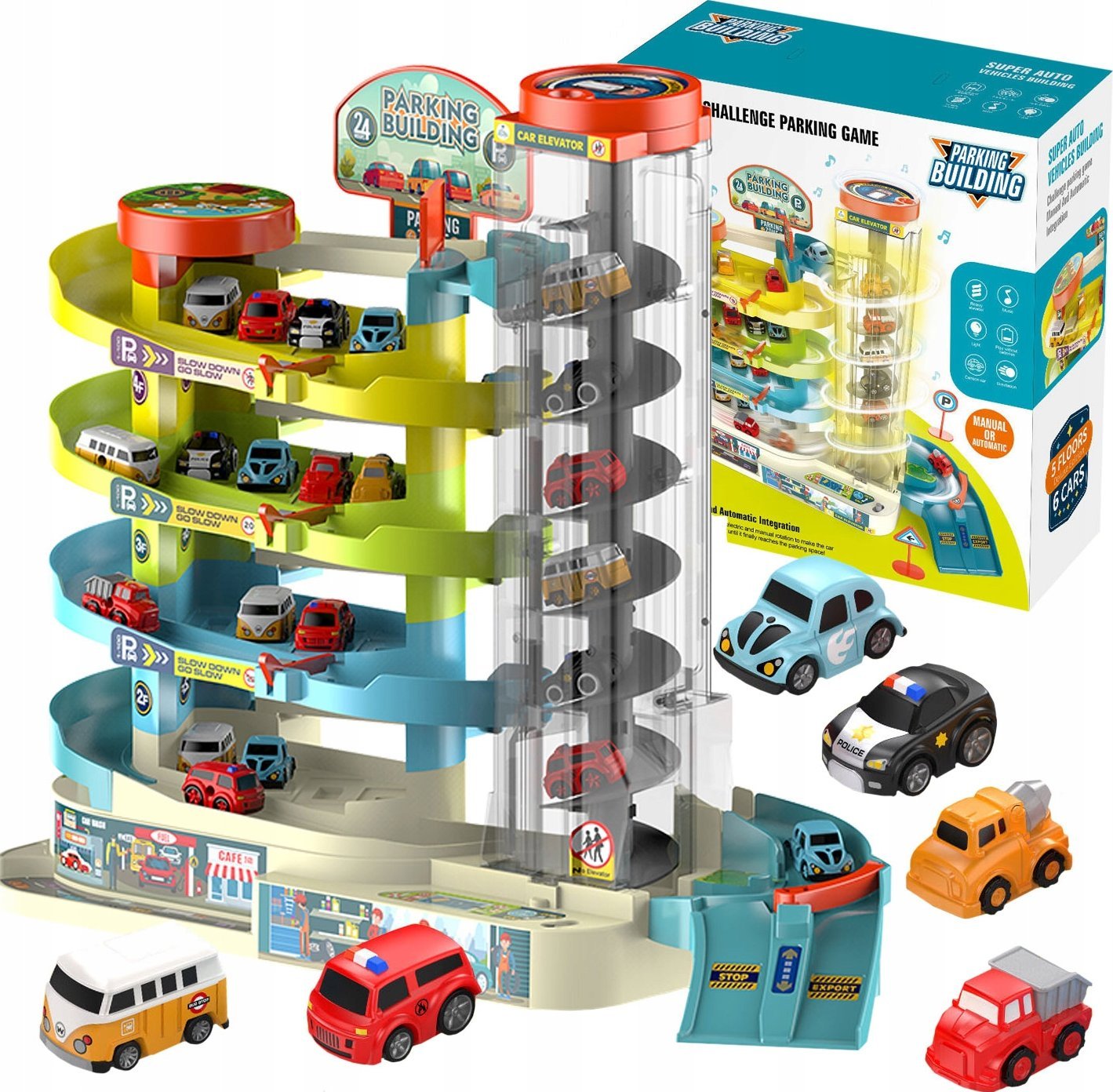 Parking Samochodowy Z Windą Elektryczną Garaż 4 Piętrowy Tor Zjazdowy Autka