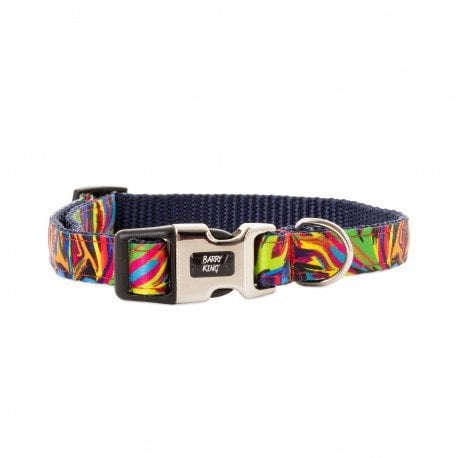Obro�a dla psa, granatowa, wz�r picasso, ta�ma polipropylenowa, 16mm/30-47cm