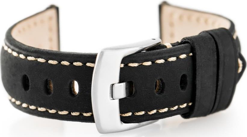 Pasek skórzany do zegarka W29 - czarny - 20mm