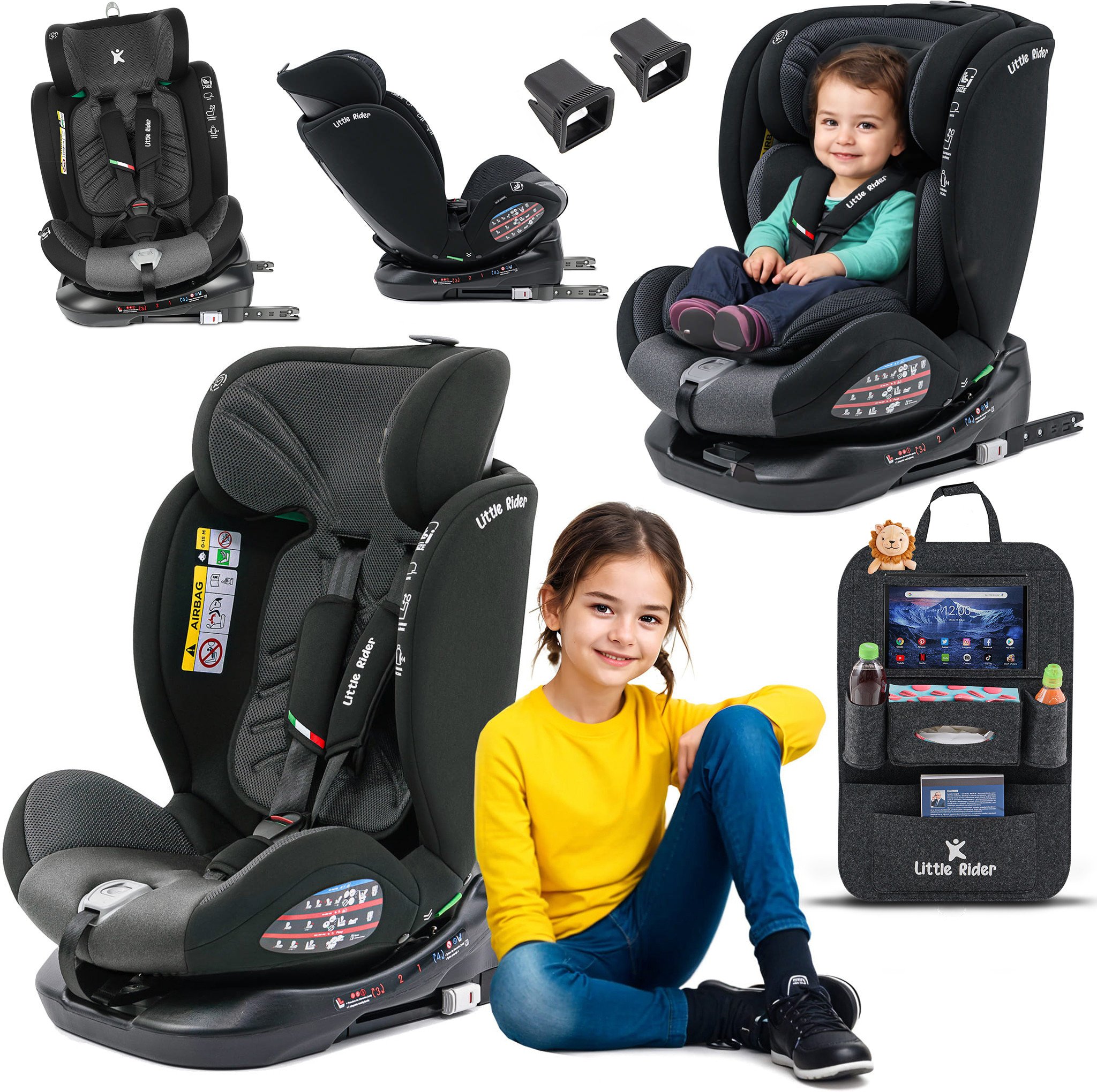 Fotelik samochodowy KinderKraft FOTELIK SAMOCHODOWY obrotowy 360 szaro-czarny 40-150 CM i-Size R129 ISOFIX