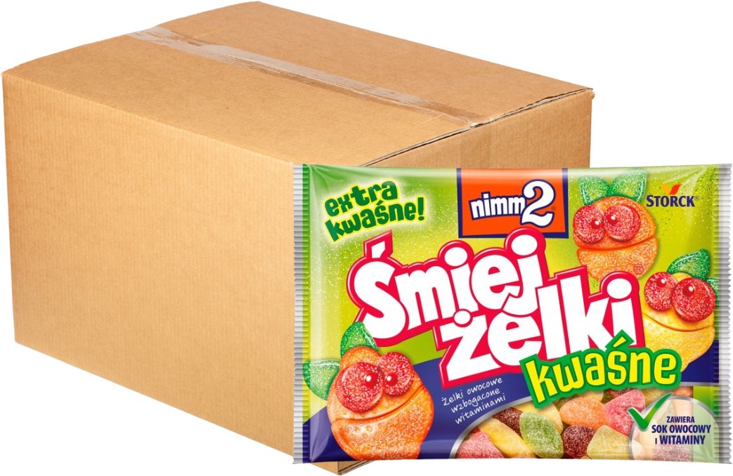 nimm2 Śmiejżelki kwaśne Żelki owocowe wzbogacone witaminami 100 g x 24 sztuk