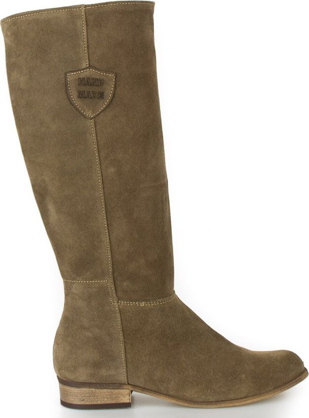 Optimo Kozaki do kolana skórzane zamszowe płaskie brązowe Optimo-41