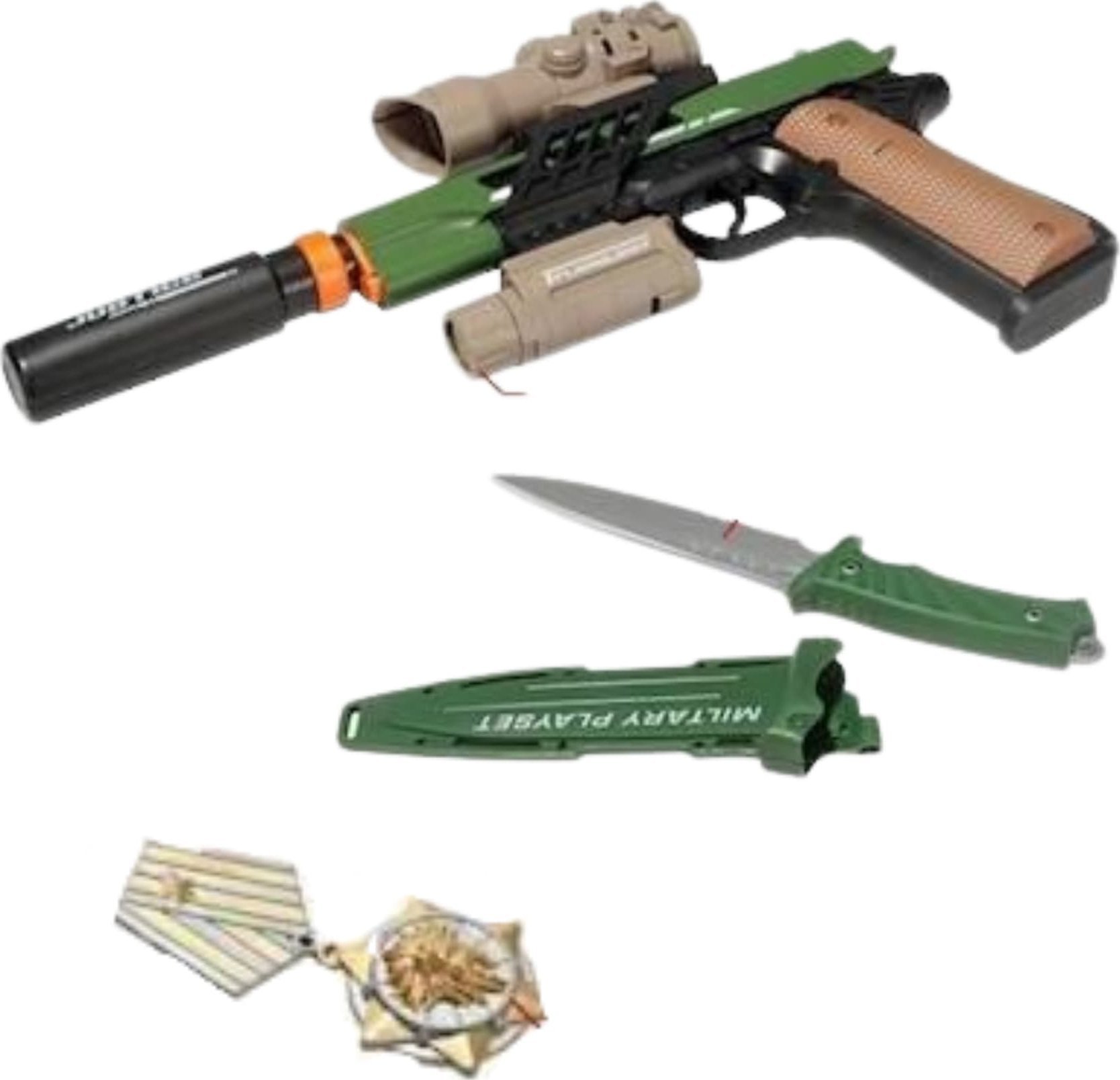 ProNice Zestaw Żołnierza Pistolet Nóż Taktyczny Odznaka Wyposażenie Wojskowe