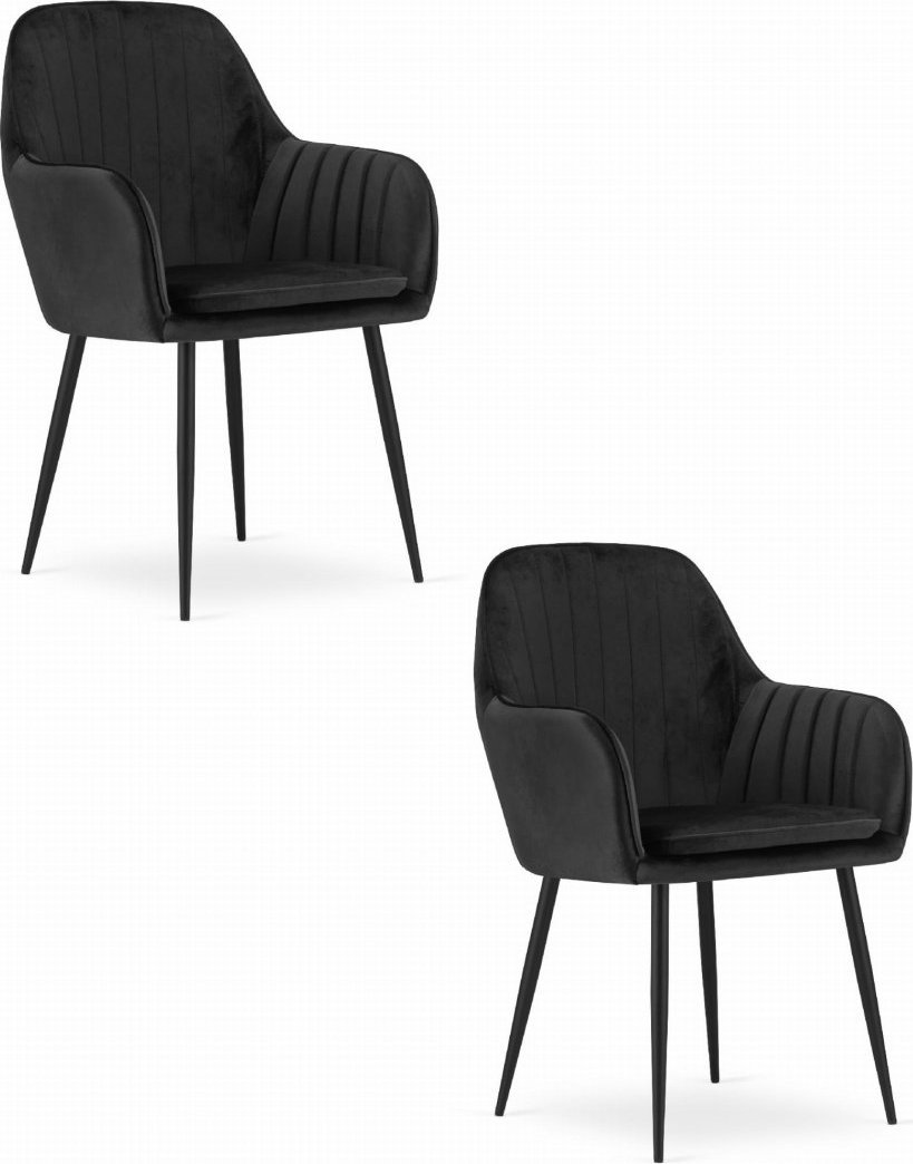 Leobert Krzesło LUGO - aksamit czarny / nogi czarne x 2