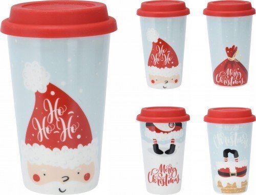 Koopman Kubek porcelanowy z pokrywką na gorące napoje 350 ml