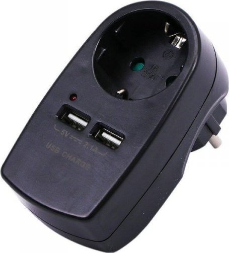 Adapter USB V-TAC Adapter do gniazda 2x USB 2,1A V-TAC Czarny VT-1044