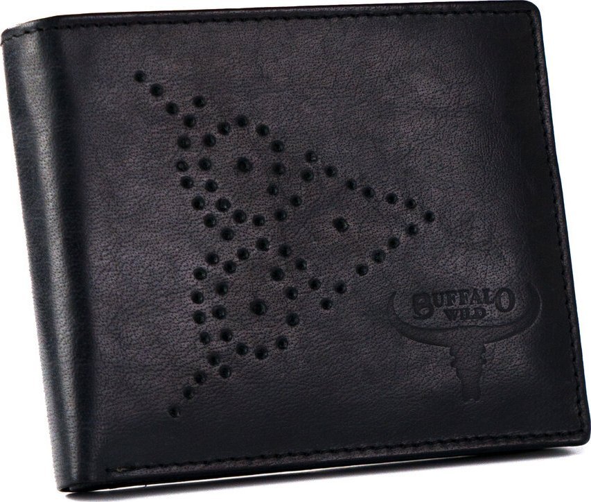 Buffalo Wild Skórzany portfel męski ze zdobionym frontem Buffalo Wild NoSize