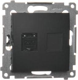 Kontakt-Simon Simon 54 Gniazdo komputerowe pojedyncze RJ45 kategoria 6 z przesłoną przeciwkurzową (moduł) czarny mat D61.01/49