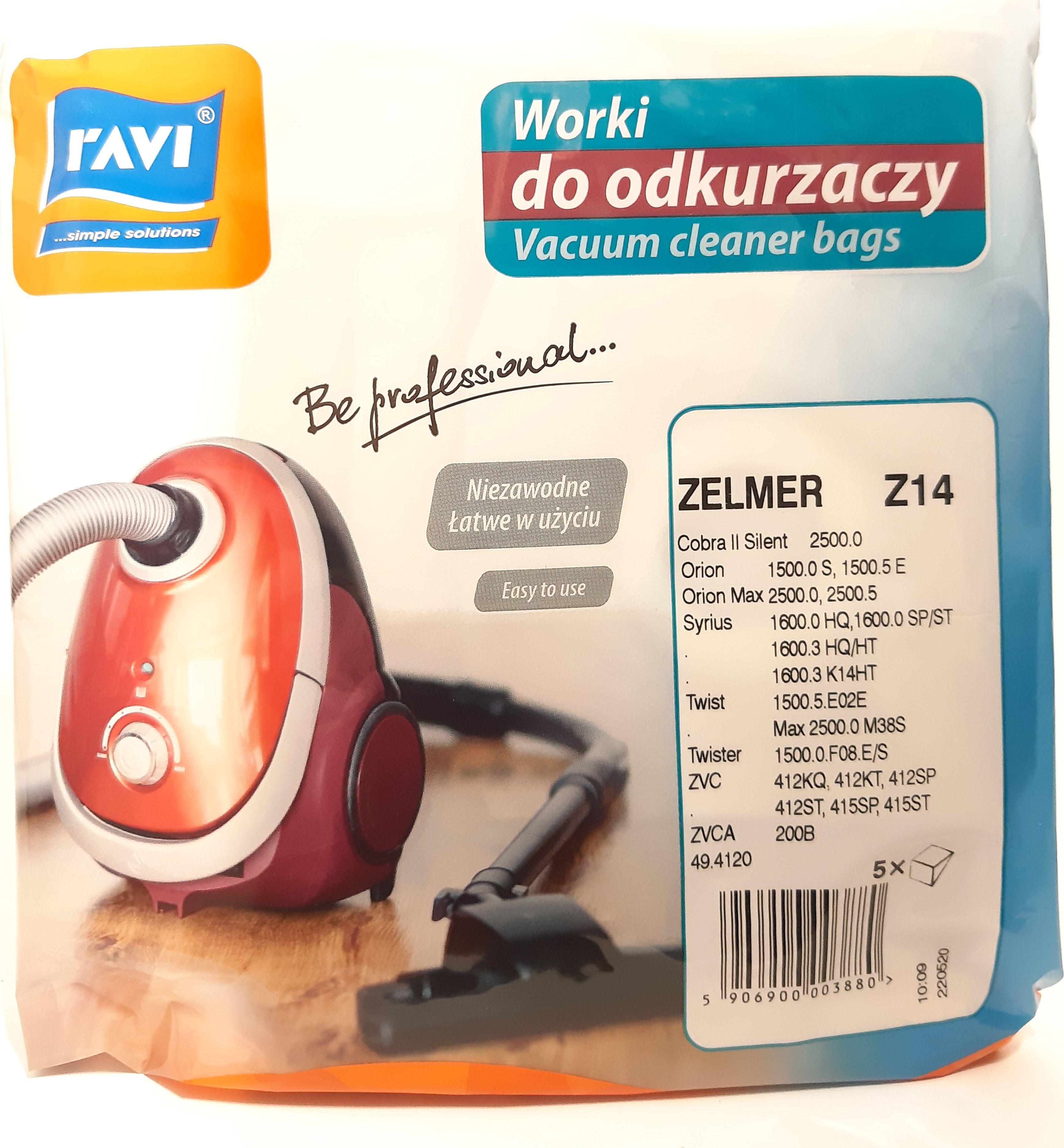Worek do odkurzacza Ravi Worki Zelmer Z14 Orion 1500 5szt.