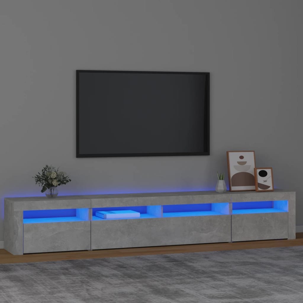 vidaXL Szafka pod TV z oświetleniem LED, szarość betonu, 240x35x40 cm