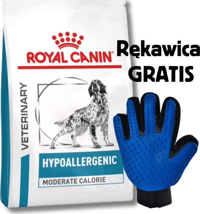 Royal Canin Hypoallergenic Moderate Calorie HME23 14 kg + Rękawica do czesania