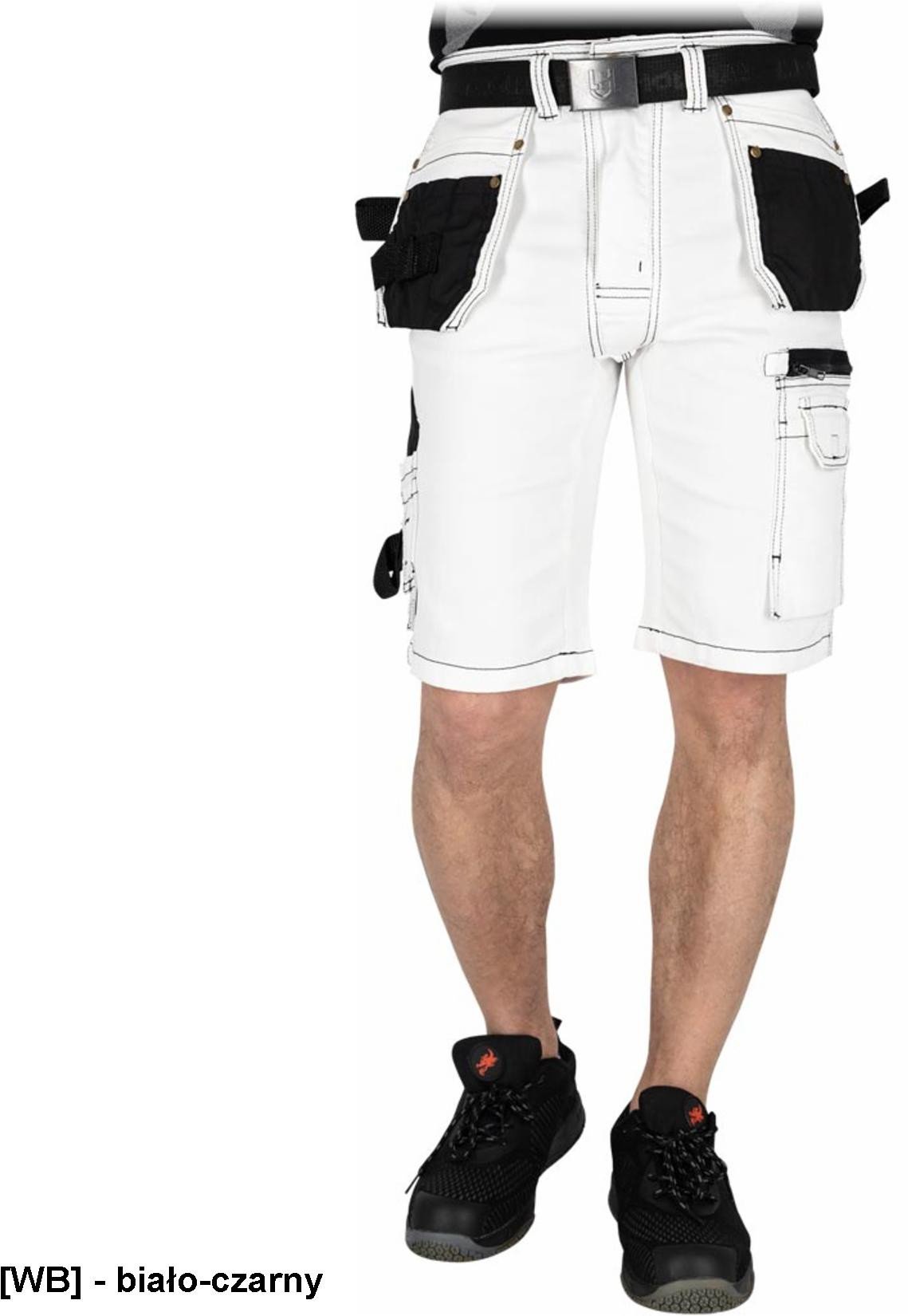 JEANS415-TS - Elastyczne spodnie ochronne do pasa z krótkimi nogawkami, męskie - biało-czarny 3XL