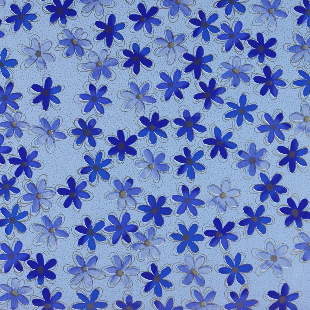 Papier do prezentów 57cmx2m Niebieski 2m315 kwiaty