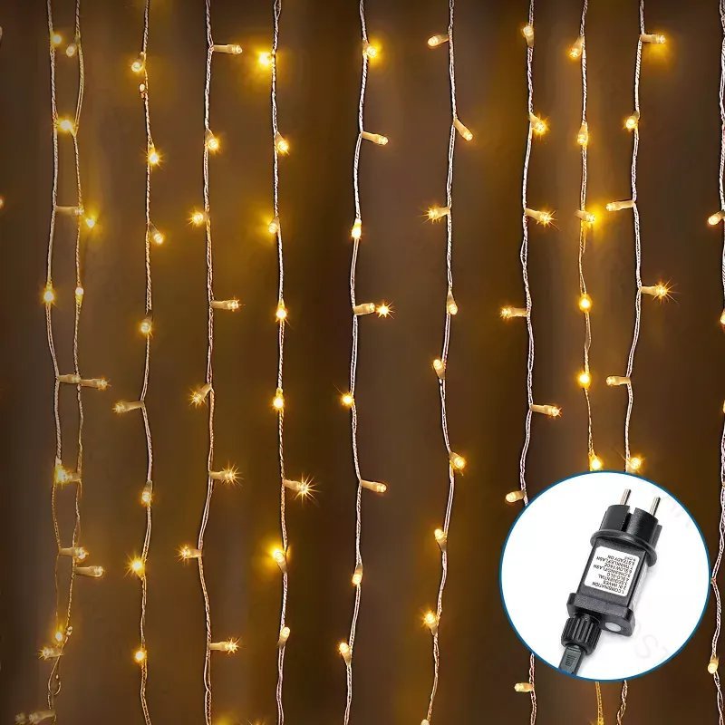 Lampki choinkowe Aigostar Sople 100 led 25 białych ciepłych 20cm zwisów na 5m kablu z zasilaczem Sople 100 led 25 białych ciepłych 20cm zwisów na 5m