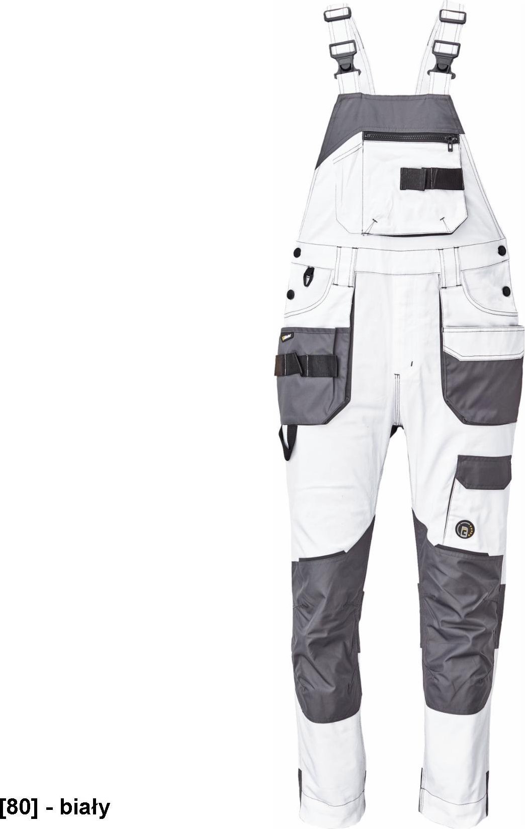 CERVA DAYBORO ogrodniczki - męskie ogrodniczki robocze, odblaskowe elementy, 62% bawełna, 32% poliester, 3% spandex - biały 64