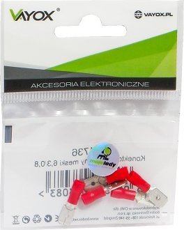 Libox Konektor izolowany płaski męski 6,3-0,8 czerwony