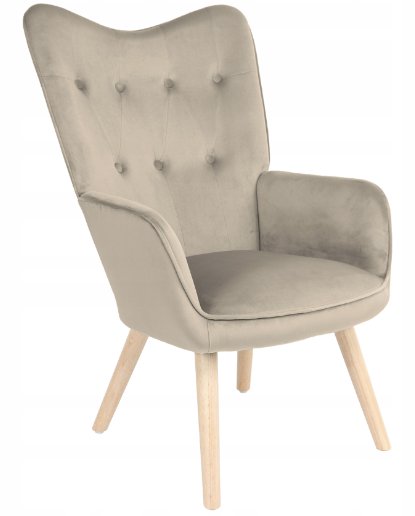 Fotel uszak taupe ARNE skandynawski tapicerowany do salonu i gabinetu
