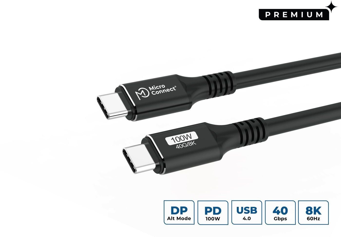 MicroConnect USB4CC015 kabel USB USB4 Gen 3x2 0,15 m USB C Czarny